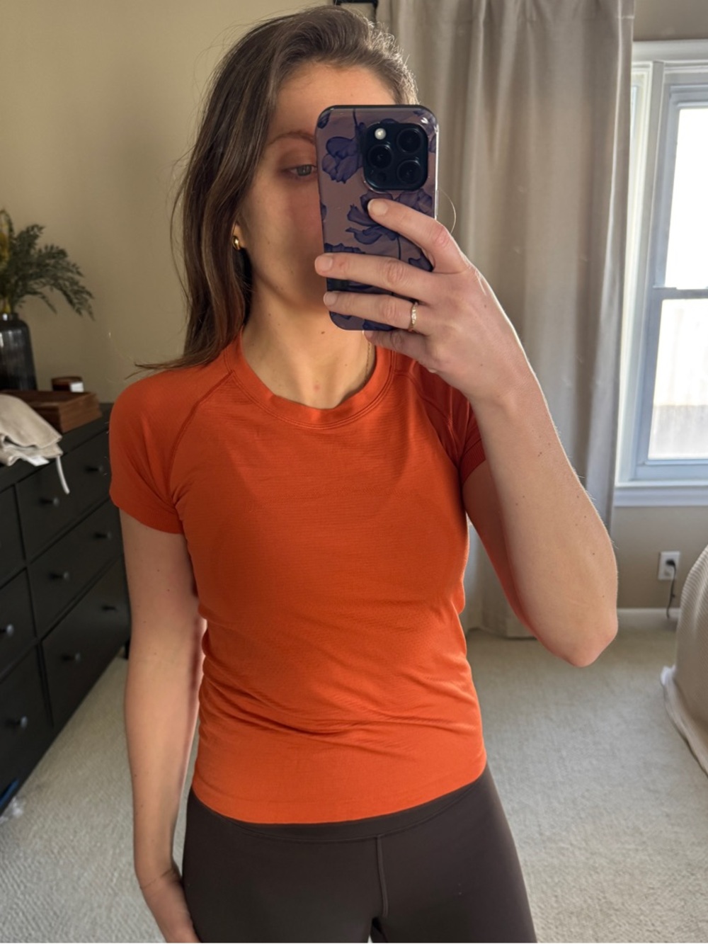 lululemon athletica Short Sleeve Crewneck Top in Burnt Orange